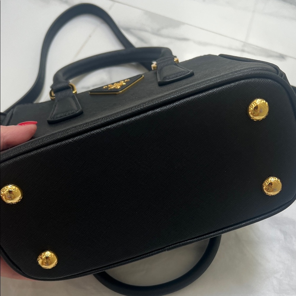 Prada Black Saffiano Mini Satchel with Gold Hardware - Picture 4 of 10